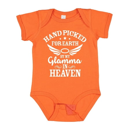 

Inktastic Handpicked for Earth by My Glamma in Heaven with Angel Wings Gift Baby Boy or Baby Girl Bodysuit