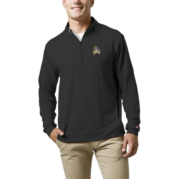 Men's League Collegiate Wear  Black ECU Pirates  All Day Quarter-Zip Pullover Top