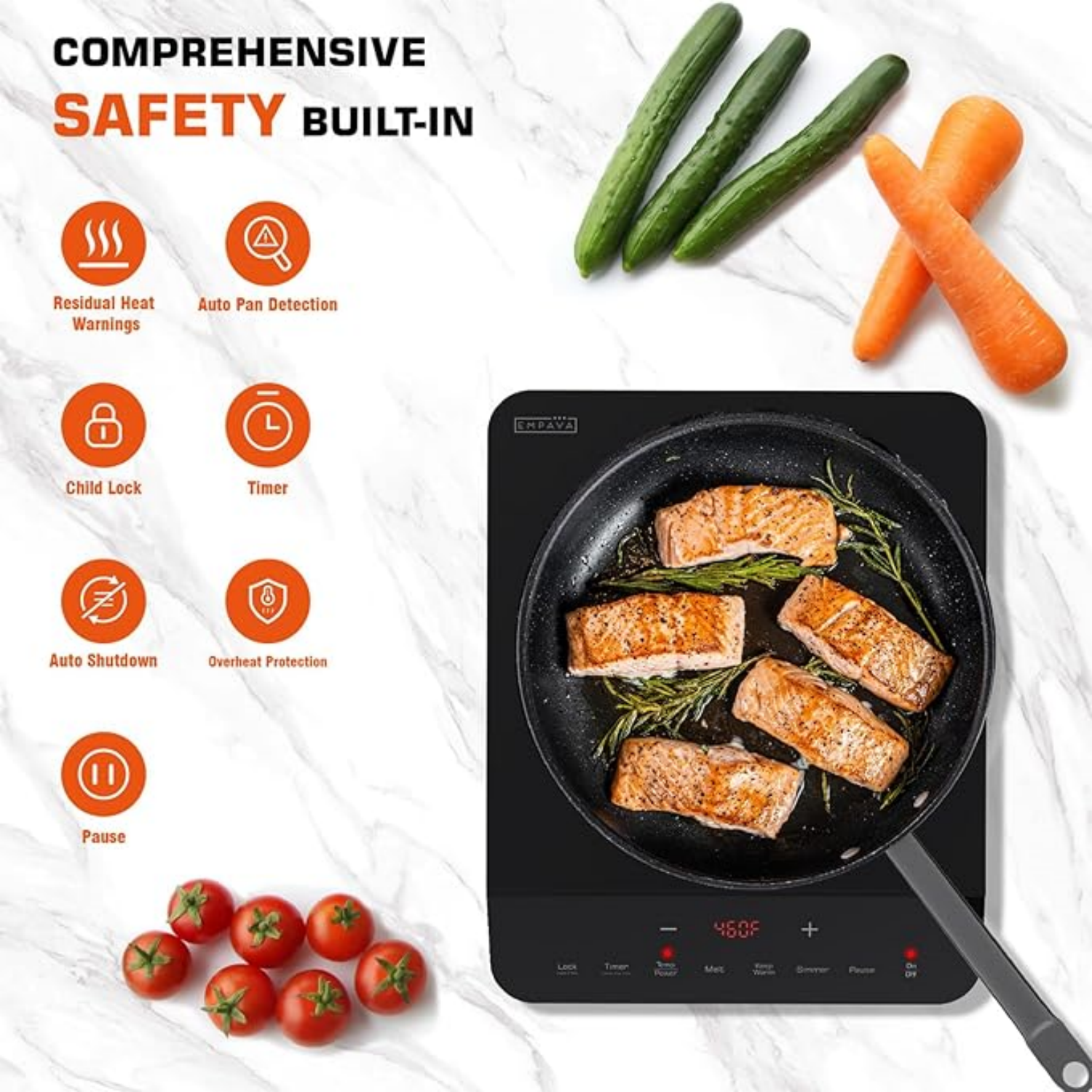 Portable Induction Hot Plate Cooktop, Single 1 Burner Countertop Cooker, 3 Preset Modes, Shatter-proof Flat Glass Top, 110~120 Volt Plug in Electric Stove for Kitchen, Outdoor Camping, RV