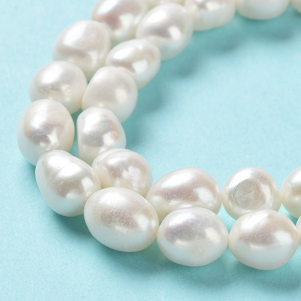 Natural Cultured Freshwater Pearl Beads Strands Two Side Polished Grade 3A Seashell Color 10~11.5x10~11x8~9mm Hole: 0.6mm about 32pcs/strand 14.17''(36cm)