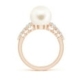 thumbnail image 2 of Angara Freshwater Cultured Pearl Ring with Graduated Diamonds in 14K Rose Gold for Women | June Birthstone Jewelry for Her, 2 of 8