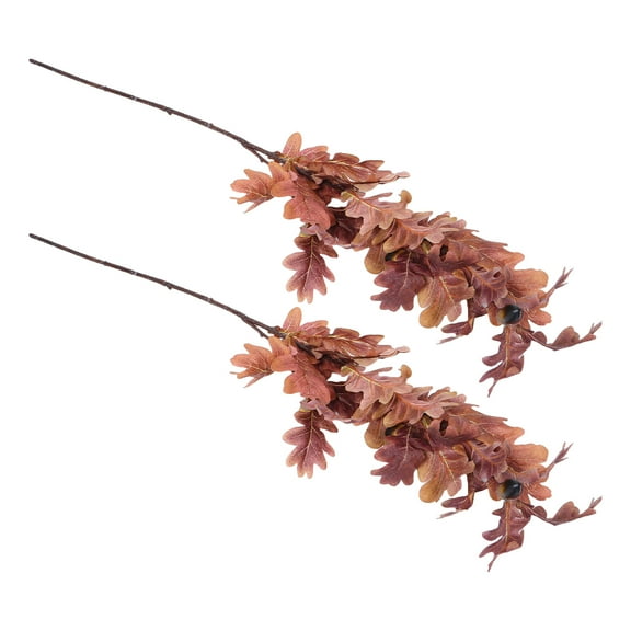 ELAYARD Artificial Fall Leaves Stems Dark Brown Lifelike Detail DIY Use 2Pcs