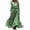 Green, variant on Ahabrexf Long Sleeve Maxi Dress for Women, V-Neck Lace Linen Pleated Bohemian Prairie Dress