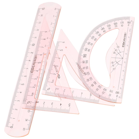 Soft Ruler Student Stationery Measuring Rulers Protractor for Geometry Drafting Pp Pink