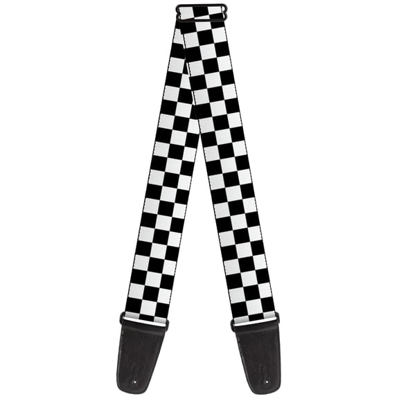 Buckle-Down Guitar Strap, Checker Black White, 2 Inches Wide