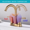 thumbnail image 4 of Fithood 2 Handle Bathroom Faucet, 4 Inch Bathroom Sink Faucet Centerset with Pop-up Drain Stopper and Supply Hoses, RV Bathroom Faucet 2 Holes, Bathroom Faucet, Gold, 4 of 5