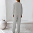 thumbnail image 4 of Womens 2 Piece Outfits Long Sleeve Crewneck Lounge Sets Wide Leg Pants Woman Tracksuits Loose Fit Fall Clothes Light Gray XL, 4 of 5