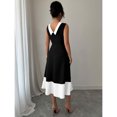 thumbnail image 2 of Black And White Sleeveless A-Line Midi Dress With Collared Neck And Patchwork Hem, 2 of 6