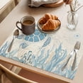 thumbnail image 3 of Blue Turtle Coastal Placemats Set of 6 Coral Summer Beach Nautical Ocean Beige Place Mats Indoor Wipeable Table Mats Washable Dining Table Placemats for Kitchen Holiday Party Home Decor 13x19 Inch, 3 of 9
