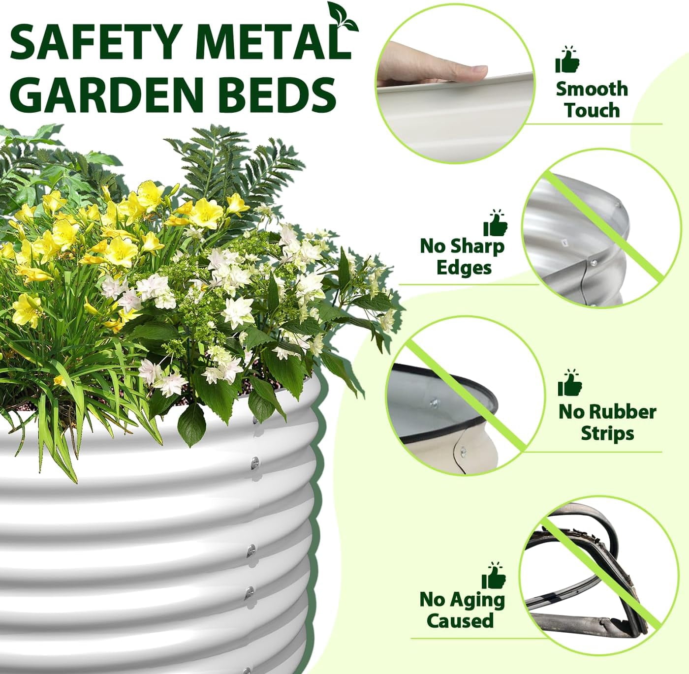 ANLEOLIFE 3 PACK 6x3x2 ft Galvanized Raised Garden Beds Outdoor, Oval Large Metal Deep Root Planter Box for Planting Vegetables Flowers Herb, Anti-Rust, Antique White
