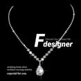 thumbnail image 2 of Wedding Necklace Earrings Set Silver Rhinestone Necklaces Teardrop Drop Earring Bridal Jewelry Sets Party Prom Evening Crystal Necklaces, 2 of 6