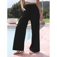 thumbnail image 4 of CROII Women's Trousers Cotton Linen Palazzo Pants Flowy Wide Leg Beach Trousers, 4 of 4