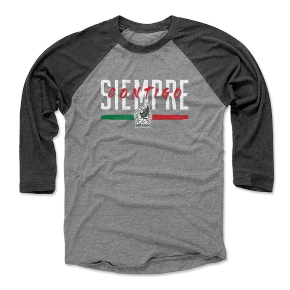 Men's 500 Level Black/Heather Gray Mexico National Team Siempre Contigo 3/4-Sleeve Tri-Blend Baseball T-Shirt