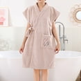 thumbnail image 2 of Xuniizn Womens Robes Plush Fleece Sleeveless Bathrobe with Shower Cap ​Warm Cozy Thick Nightgown with Pockets Fluffy Sleepwear Solid Color Bath Robe, 2 of 5