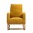 thumbnail image 5 of Fabric Rocking Chair with Solid Rubber Wood Legs and Side Pocket, Modern Glider Chair with High Backrest, Recliner Armchair for Living Room, Bedroom, Lounge, Nursery, Mustard Yellow, 5 of 8