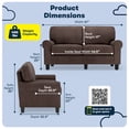 thumbnail image 2 of Serta Copenhagen 61" Rolled Arm Loveseat Sofa with Removable Covers Dark Brown, 2 of 16
