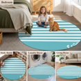 thumbnail image 6 of Round Area Rug 5ft,Love Nautical Anchor on Blue Washable Carpet Non-Slip Runner Accent Rugs Indoor Floor Mat for Bedroom Living Room Decor,Classic Horizontal Stripes, 6 of 9