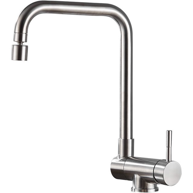 grifo de cocina plegable cocina debajo de la ventana grifos cocina 360 ° rotación lateral giratoria 120 ° monomando grifo mezclador de dos vías mezclador de fregadero de latón cromado JAMW Sencillez