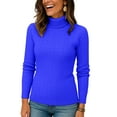 thumbnail image 4 of Nokdvo Women's Turtleneck Sweater Sherpa Knit Long Sleeve Solid Color Sweaters Fall Winter Casual Loose Ribbed Pullover Top,Royal Blue 2XL, 4 of 4