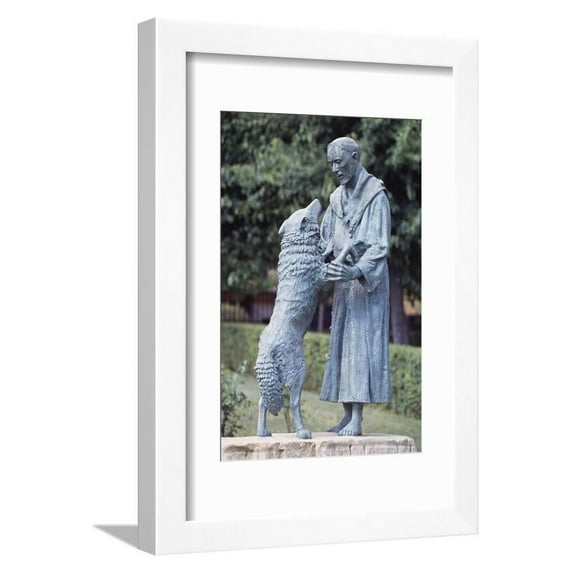 Statue of St Francis and Wolf, Gubbio, Umbria, Italy Framed Print Wall Art