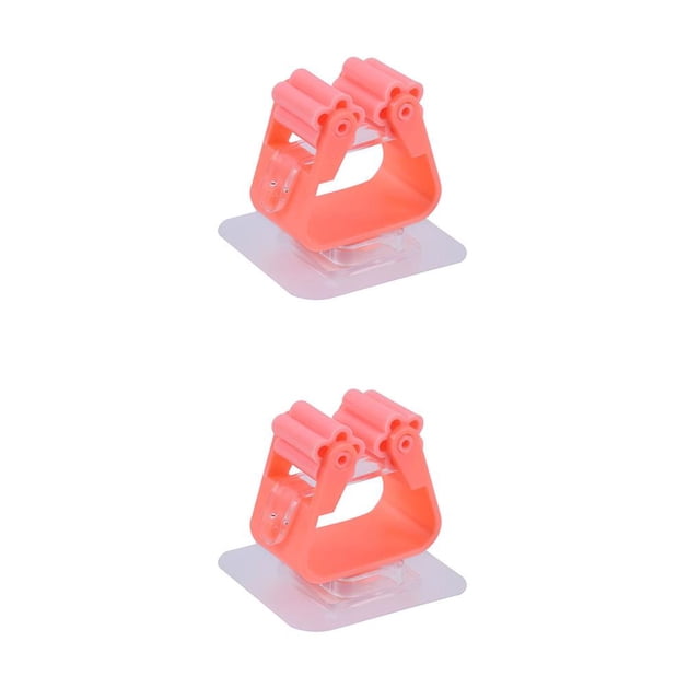 Bearachild Soporte para fregona, autoadhesivo, portátil, de Color sólido, montado en la pared, soporte sin clavos, estante para cepillos de Naranja 2piezas
