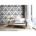 thumbnail image 4 of Black/Silver/White/Gray Damask Embossed Textured Thick Wallpaper Roll for Living Room Bedroom Decorative 20.86“ x 32.8', 4 of 8