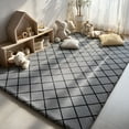 thumbnail image 5 of Pentantan Shag Area Rug, 8’ x 10’ Grid Soft Fluffy Indoor Rugs for Living Room Bedroom Carpet, Gray & Black, 5 of 8