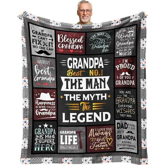 Grandpa Gifts - Grandpa Birthday Gifts - Gift for Grandpa - Bset Grandpa Gifts from Granddaughter, Grandson - Grandfather Gift from Grandchildren - Gift ideas for Grandpa Throw Blanket 60" X 50"