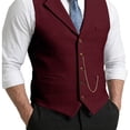 thumbnail image 5 of Vintage Tweed Waistcoat for Men with Chain Detail Retro Lapel Vest Formal Suit Gilet Business Casual Sleeveless Jacket Wine L, 5 of 8