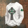 thumbnail image 2 of IWRICH Men's St Patrick's Day T Shirts Shamrock Printed Waffle Sweatshirt Shamrock Tops White XL, 2 of 3