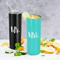 thumbnail image 4 of Mr and Mrs Tumbler Set, Stainless Steel Skinny Tumbler Gift for Newlyweds Couples Wife Bride To Be Newly Engaged Bridal Shower, 20 oz Insulated Tumbler for Wedding Engagement, Black and Mint, 4 of 6