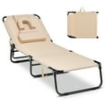 thumbnail image 4 of Costway Silla Plegable para Tomar el Sol, Tumbona de Playa con Agujero para la Cara, 3 Almohadas Extraíbles & Respaldo Ajustable en 5 Posiciones, Silla de Ocio para Patio, Terraza, Junto a la Piscina, 4 of 4