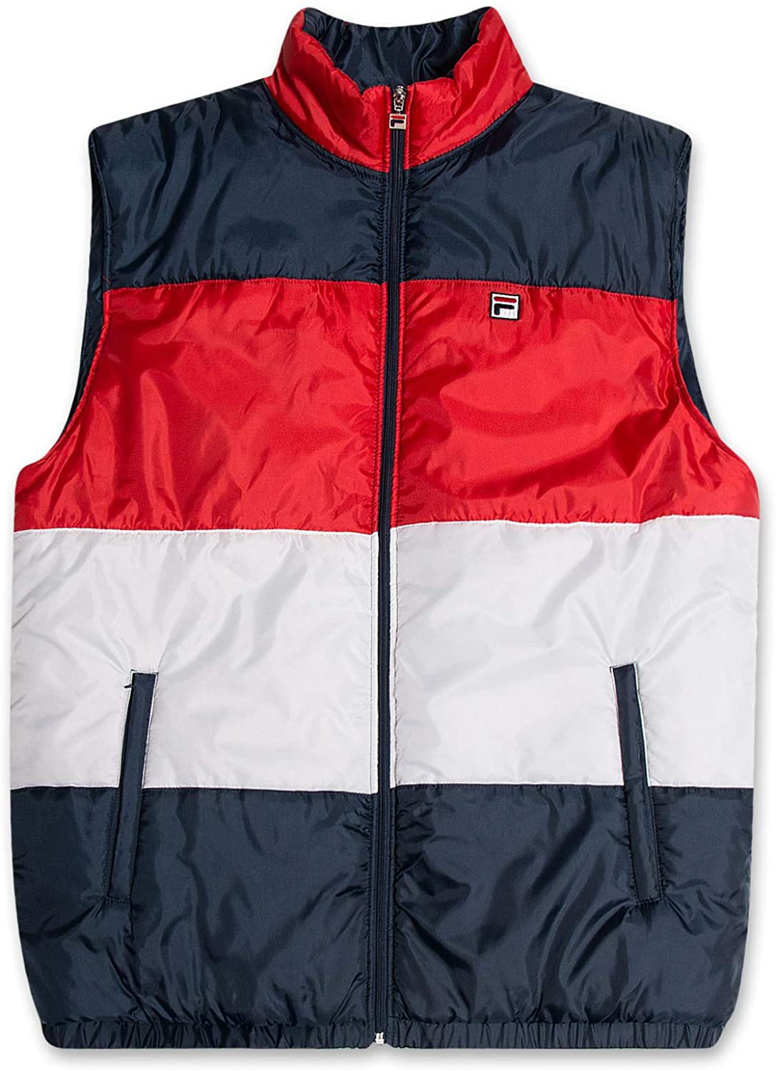 FILA - Fila Mens Big and Tall Colorblock Puffer Vest NVY/WHT/RED 4XLT ...