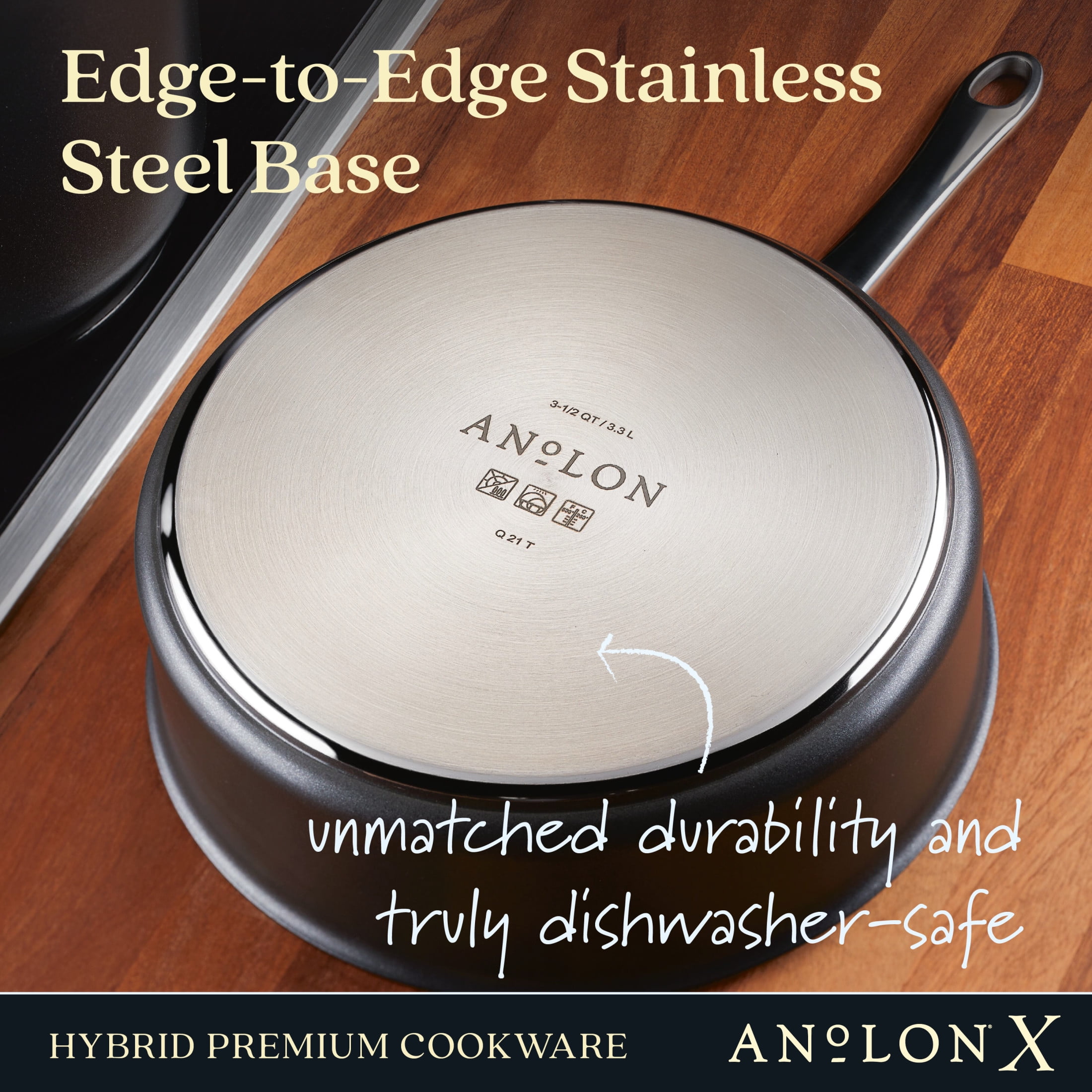 Anolon X Hybrid 7pc Nonstick Induction Cookware Set Super Dark Gray : Target