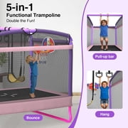 6FT Rectangle Toddler Trampoline by LANGXUN, 5-in-1 Kids Mini Trampoline Featuring Safety Enclosure Net for Indoor & Outdoor Use
