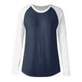 thumbnail image 3 of Eryao Thumb Hole Shirts Women Trendy Color Block Raglan Long Sleeve Pullover Tops 2025 Dressy Casual Lightweight Round Neck Blouses People Free Dupes,Dark Blue,M, 3 of 5