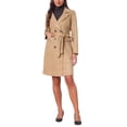 thumbnail image 2 of INSPIRE CHIC Women's Faux Suede Trench Coat Notched Lapel Double Breasted Mid-Long Overcoat Fall Winter Jacket with Belt XS Khaki, 2 of 6