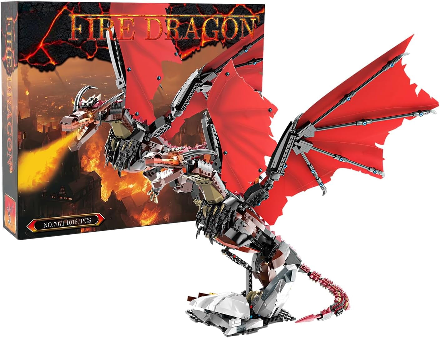 BrixVibe Ice Dragon Building Blocks Set with Light Compatible with