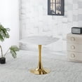 thumbnail image 3 of Euroco 31.5" Small Square Dinning Table for 2 ,Mid-Century Tulip Table with Metal Pedestal Base,Modern Leisure Table for Small Space Kitchen Dining Room,Golden, 3 of 7