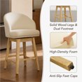 thumbnail image 5 of ReNest 27" Counter Height Bar Stools, Upholstered Barrel Back Barstools with Solid Wood Legs & Footrest, for Kitchen Island & Home Bar, Cream Fabric, Set of 4, 5 of 13
