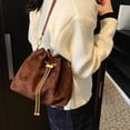 thumbnail image 5 of Hsqqdc Soft Suede Drawstring Bucket Crossbody Bag for Women, Casual Shoulder Handbag Purse, 5 of 7