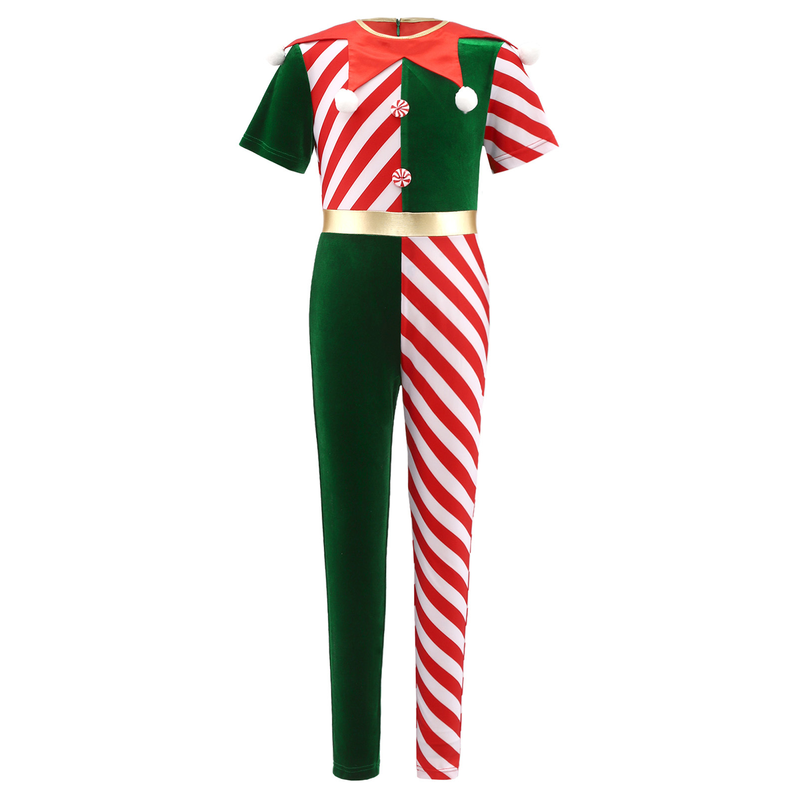 Aislor Boys Christmas Santa One Piece Jumpsuits Elf Overall Unitard Green 8