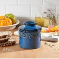thumbnail image 5 of Butter Bell® Crock – Antique Denim Blue Reactive Glaze Ceramic Butter Holder with Lid, Keeper for Spreadable Butter, 5 of 9