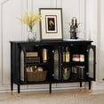 thumbnail image 5 of CBJCBJ 47.6" Storage Cabinets with 4 Arched Glass Doors, Side Board Buffet Cabinet for Living Room, Black, 5 of 8