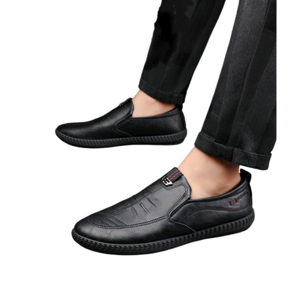 Men Casual Soft Leather Shoes Lightweight Comfortable Soft Sole Slip On Dress Shoes