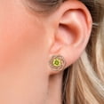 thumbnail image 3 of Gem Stone King 18K Rose Gold Plated Silver Stud Earrings with Jackets Mystic Topaz and Moissanite (2.72 Cttw), 3 of 6