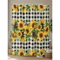 thumbnail image 4 of Sunflower Shower Curtain, Rustic Farmhouse Barn Star Bathroom Decor Curtains Set with Hooks, Black Buffalo Plaid Waterproof Fabric Home Accessories， 66 X 72 Inch Long, 4 of 6