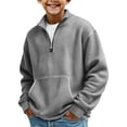 thumbnail image 4 of Xyant Boys Quarter Zip Waffle Sweatshirts Kids Fashion Long Sleeve Pullover Clothes (Grey,13-14 Years), 4 of 4
