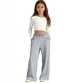 thumbnail image 2 of Dwellite Girls Baggy Wide Leg Sweatpants Casual Sweat Pant for Teen Drawstring Waist Oversized Loose Joggers with Pockets 2-13 Years Gray 130, 2 of 5
