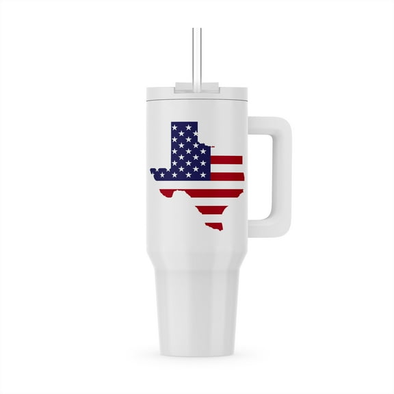 Image Of Texas Outlined In Usa Flag Colors, 30oz Tumbler